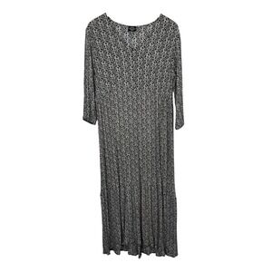 Bohemian Maxi Dress Cal Style Y2K 90s Slinky Rayon Womens Medium‎ Black White